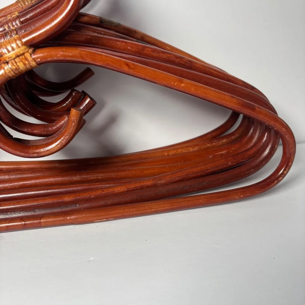 Vintage Rattan Hangers Set of 8 Brown Mahogany Boho MCM Philippines